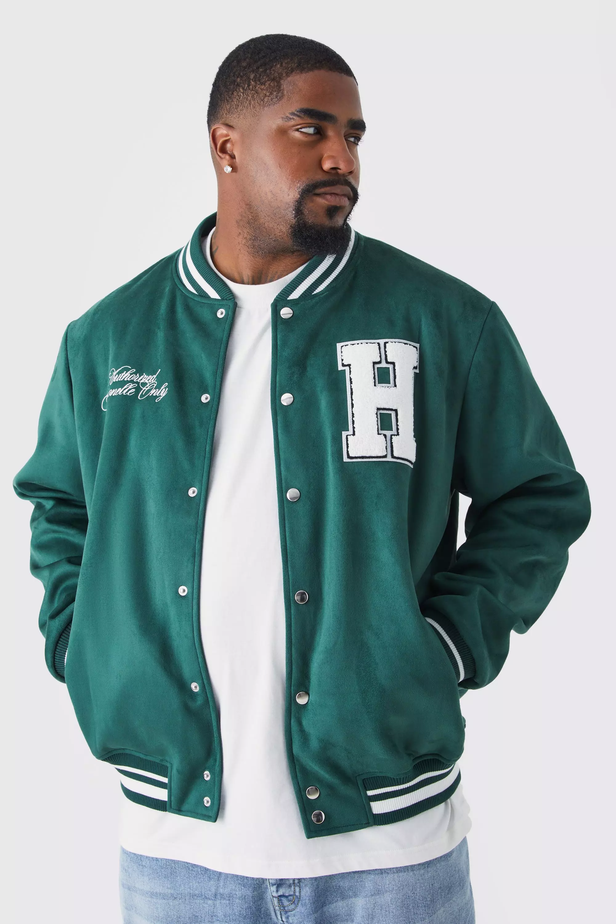 Suede on sale varsity jacket